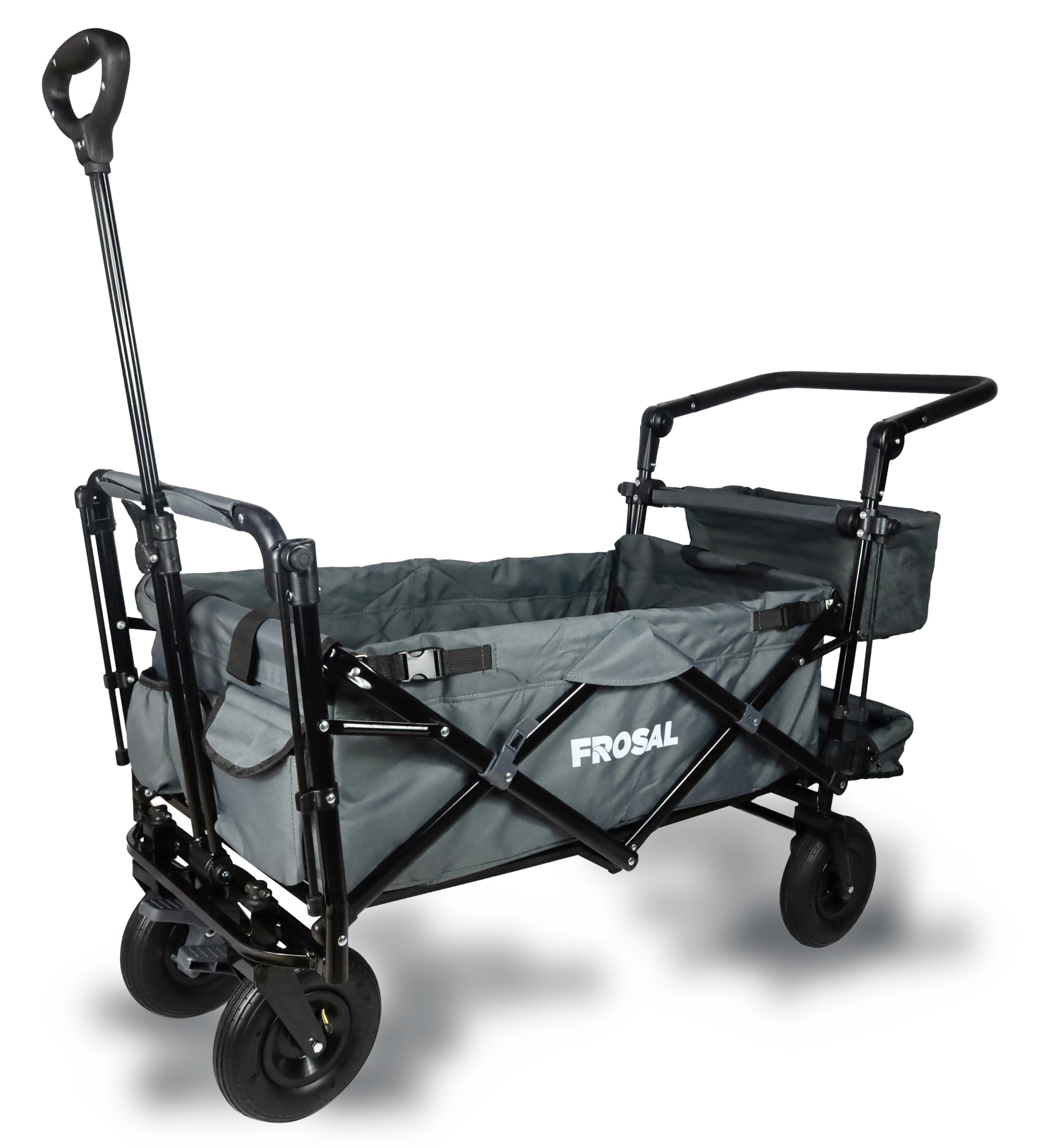 FROSAL Foldable handcart Leo grey with pneumatic tires