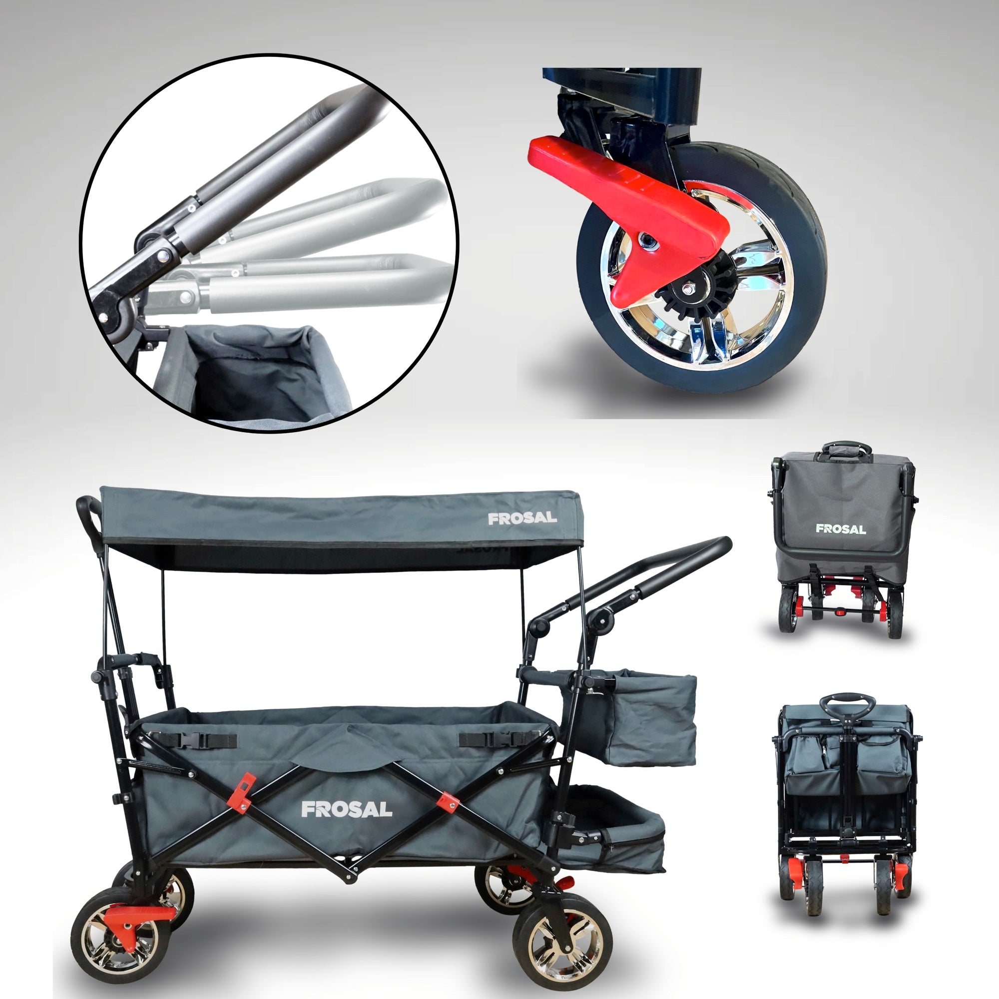 FROSAL handcart Leo grey including rain cover