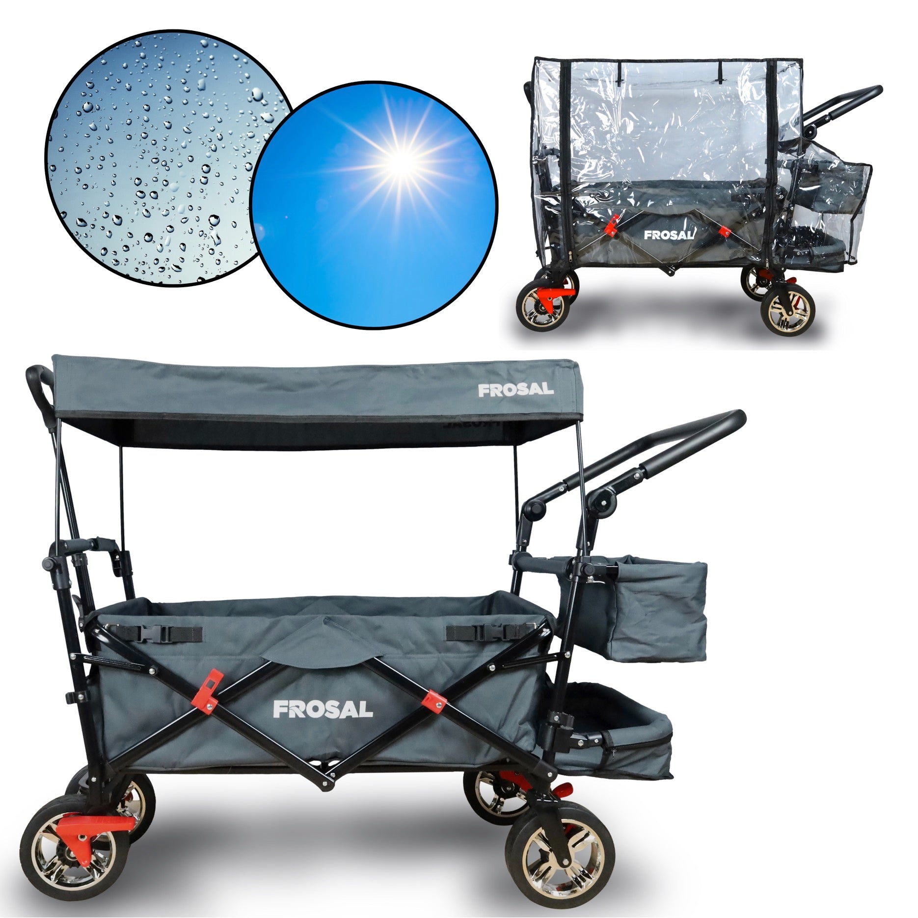 FROSAL handcart Leo grey including rain cover
