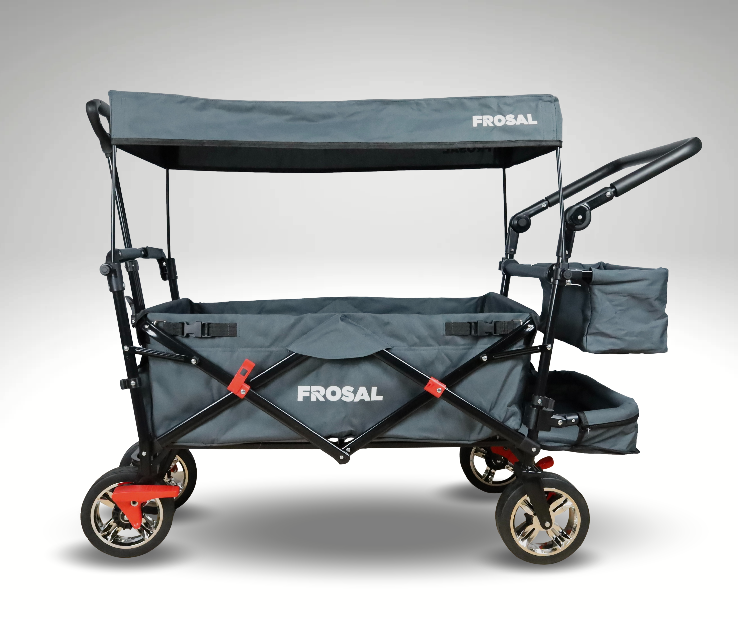 Foldable handcart Leo with sunroof and storage extension