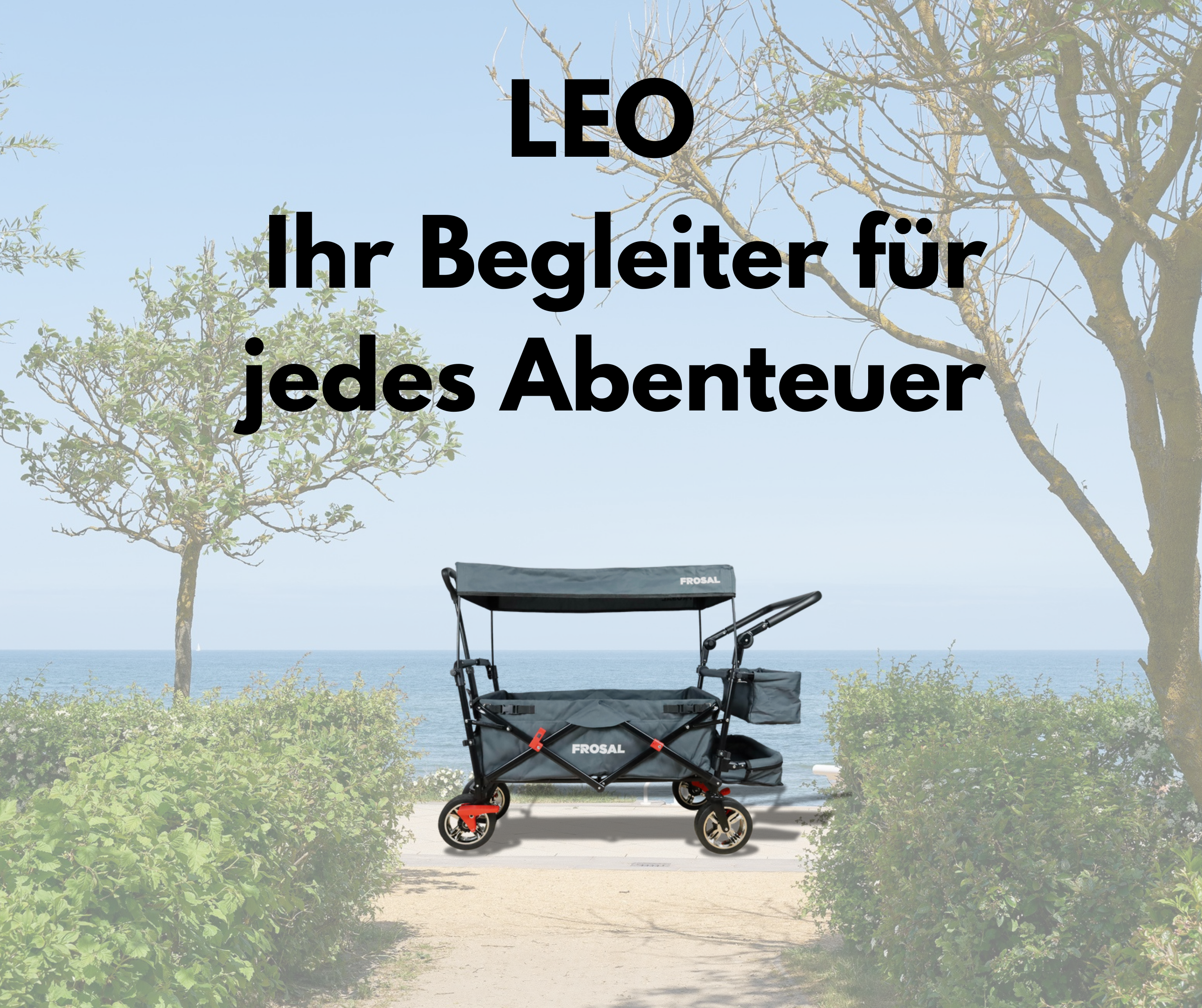 Foldable handcart Leo with sunroof and storage extension