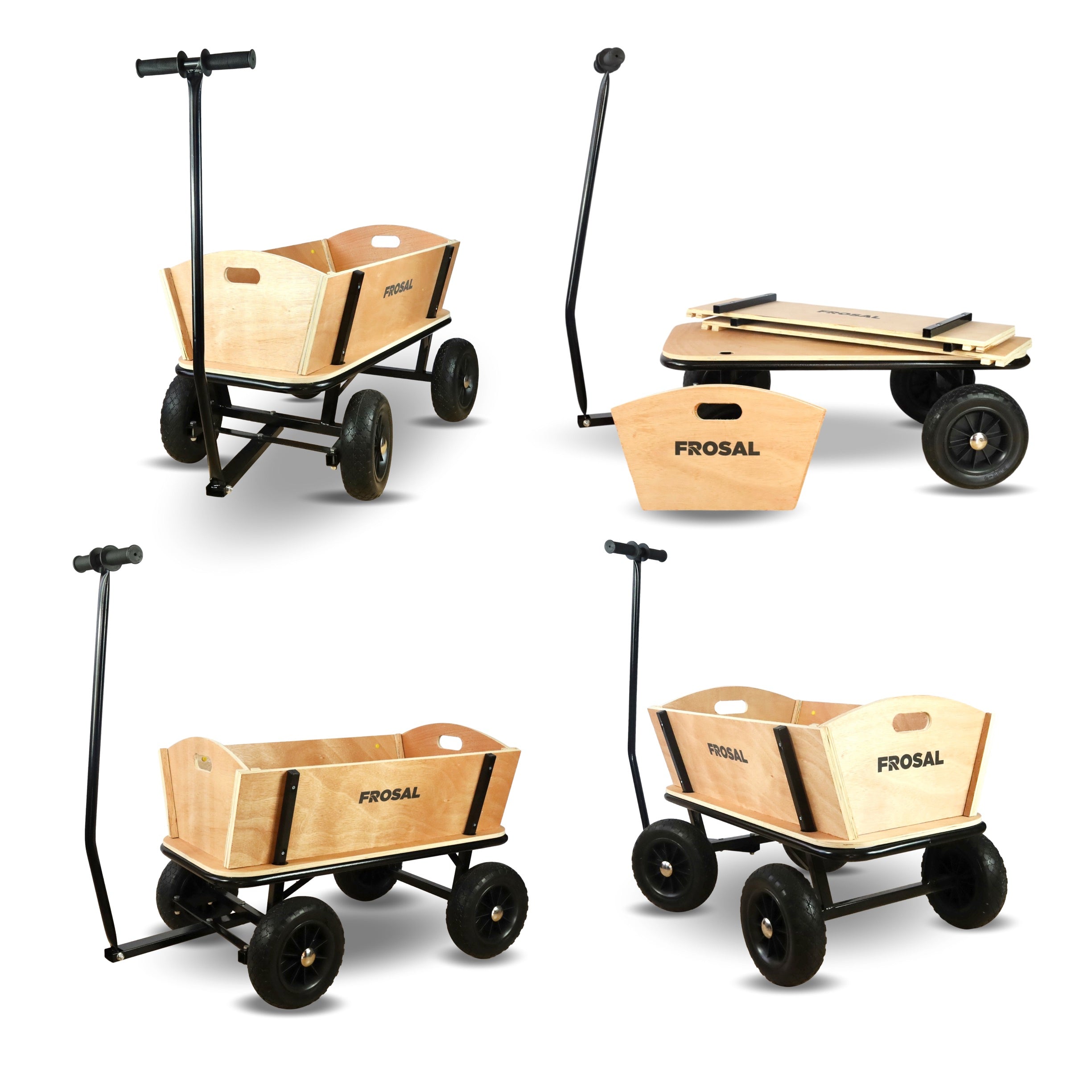 FROSAL Bollerwagen Erik Extra Holz-Bollerwagen mehr Beinfreiheit