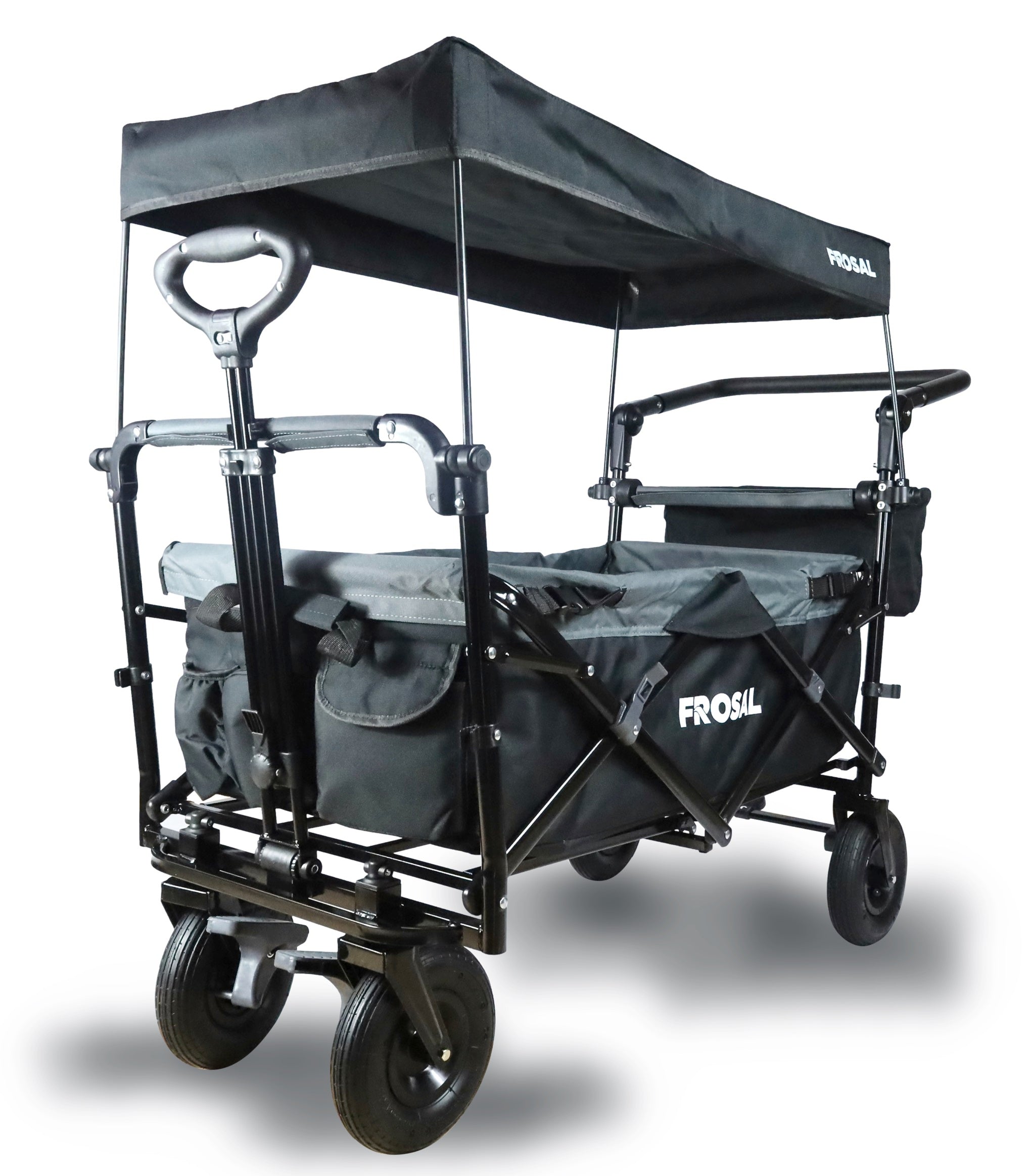 FROSAL Foldable handcart Loki black/grey with pneumatic tires