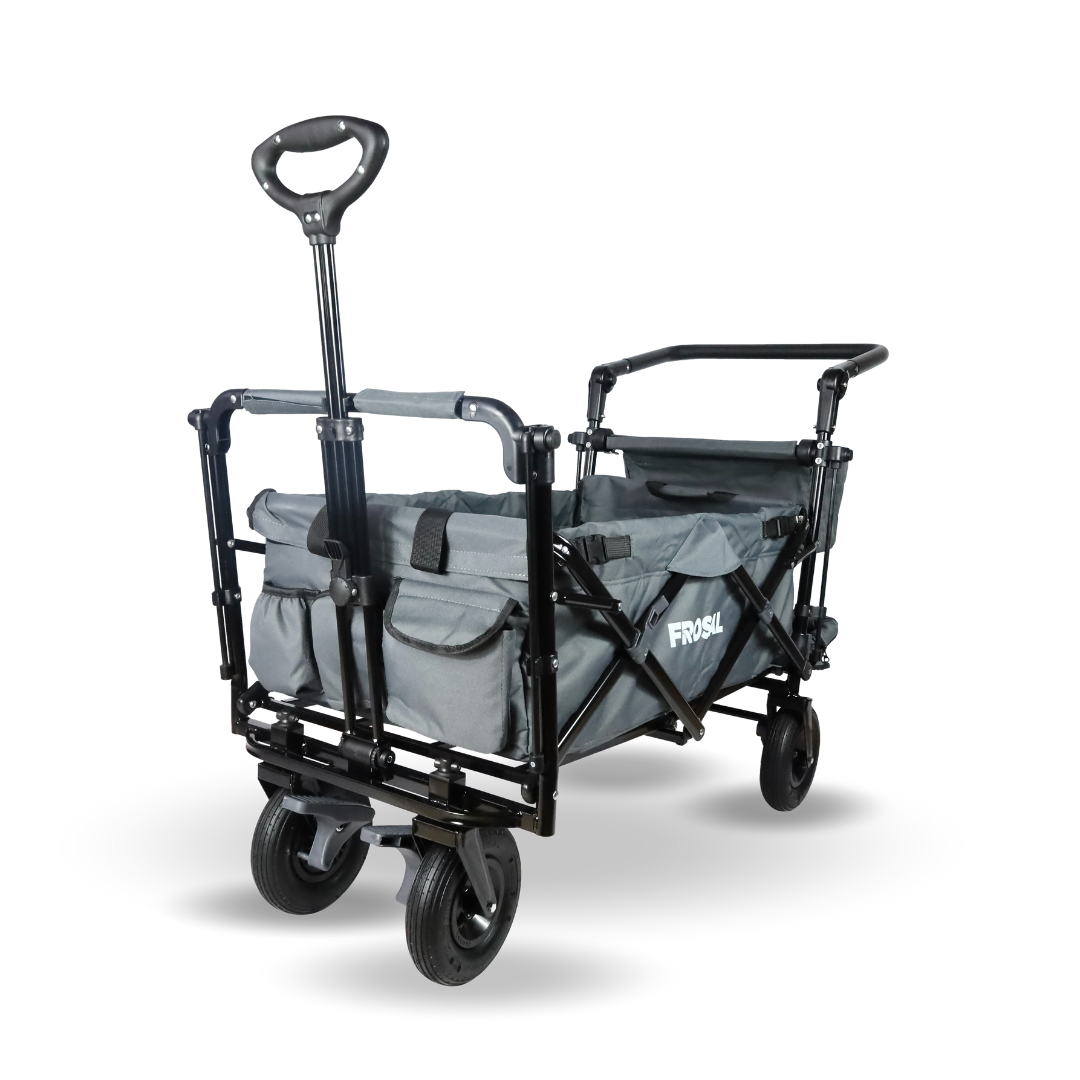 FROSAL Faltbarer Bollerwagen Leo grau mit Luftreifen