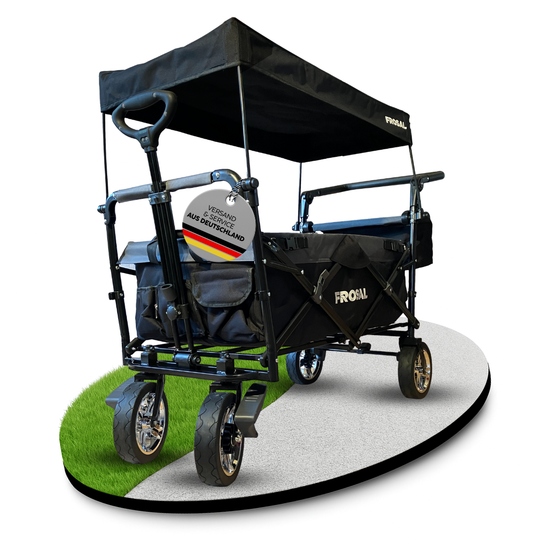 FROSAL Faltbarer Bollerwagen Loki mit Sonnendach und Schiebegriff
