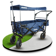 FROSAL Bollerwagen Nick PRO faltbar mit Schiebegriff Dach & Bremse blau