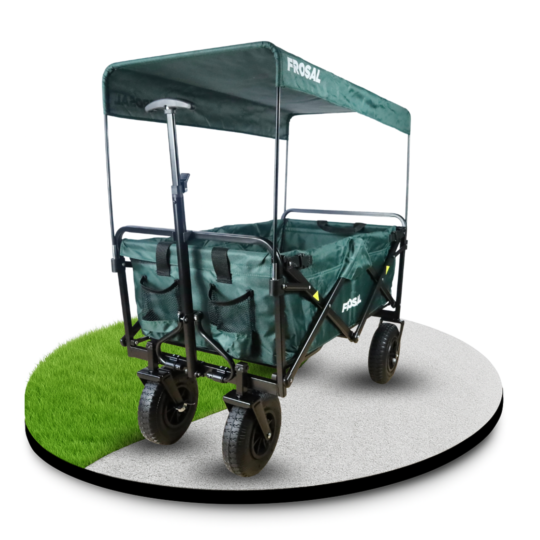FROSAL Bollerwagen Nick grün faltbar mit Luftreifen Bremse & Dach