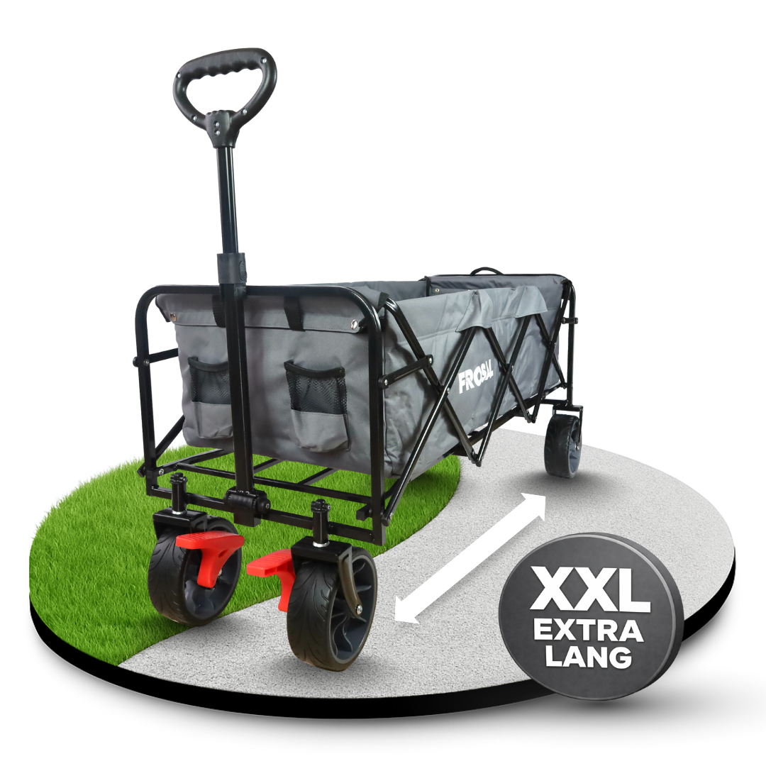 FROSAL Bollerwagen Oskar faltbar XXL grau groß & lang