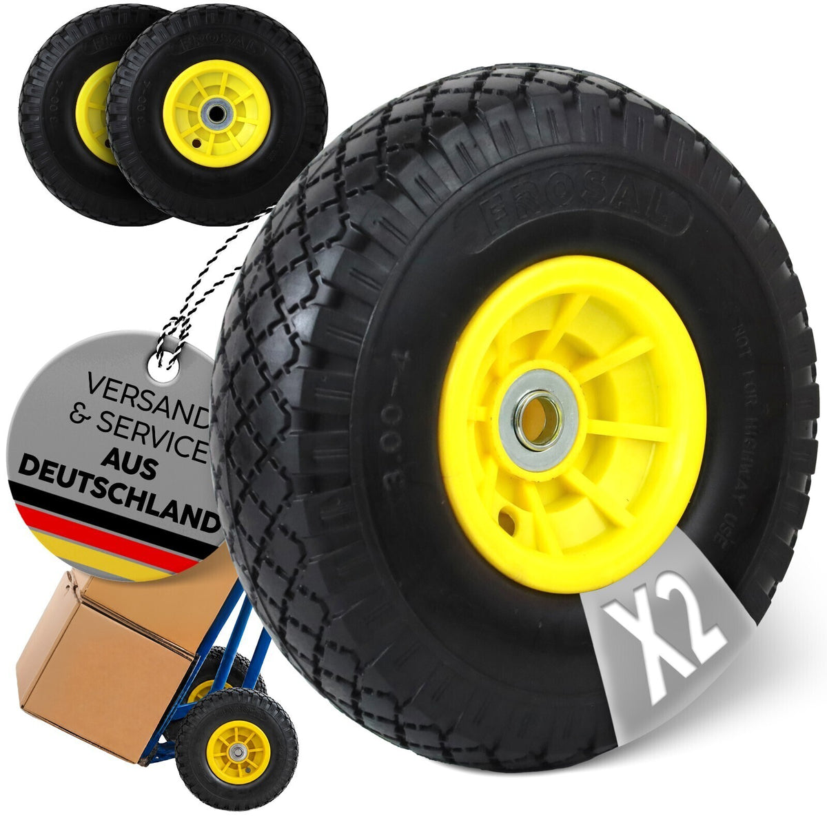 FROSAL PU-Ersatzrad 3.00-4, Bollerwagenrad, Sackkarrenrad mit Kugellager 2