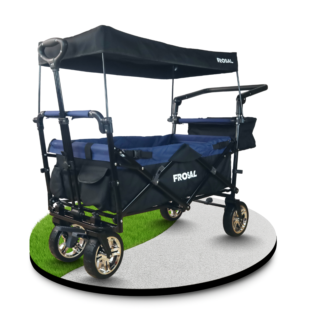 FROSAL Bollerwagen Loki faltbar Transportwagen klappbar schwarz-blau Kinder