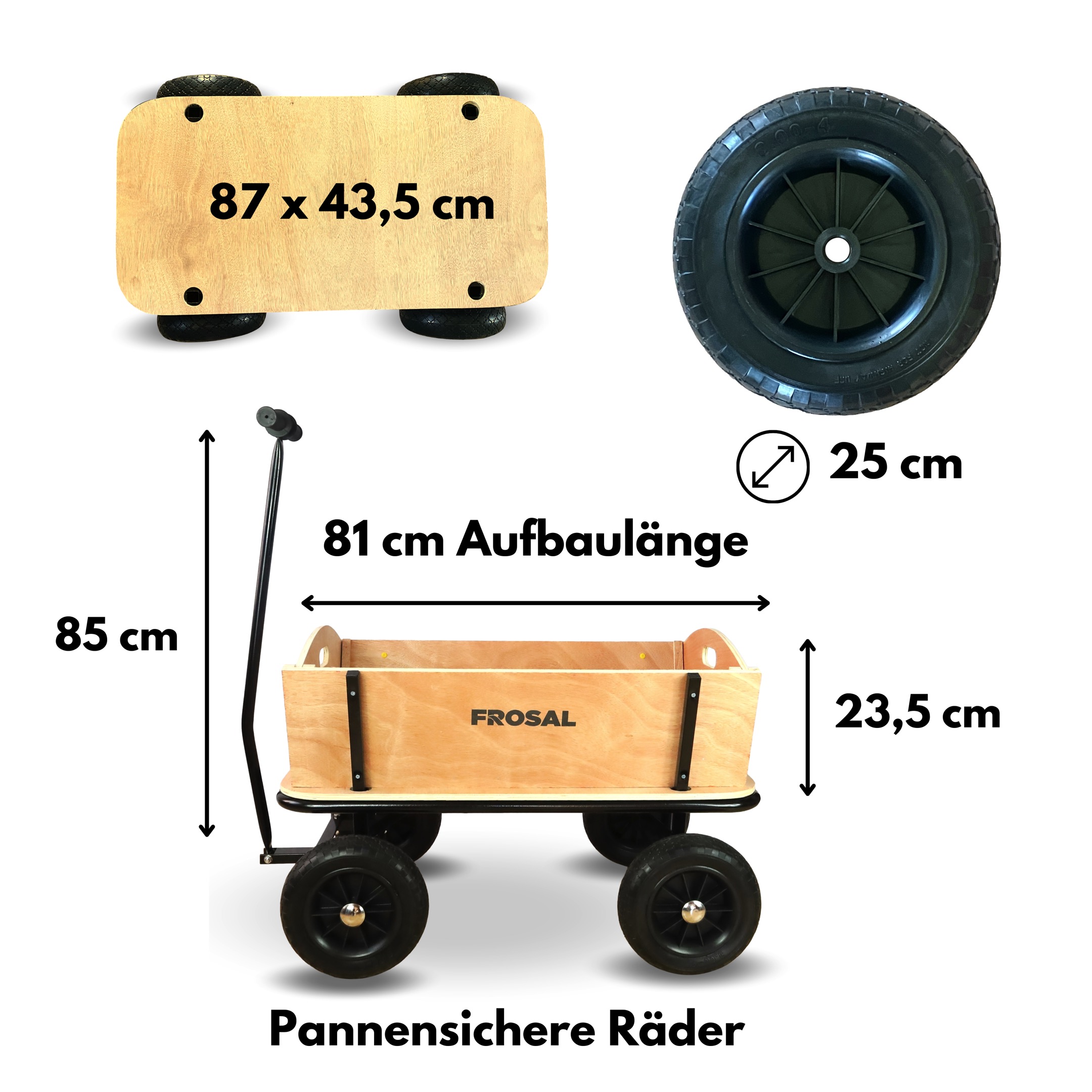 FROSAL Bollerwagen Erik Holz-Bollerwagen Leiterwagen