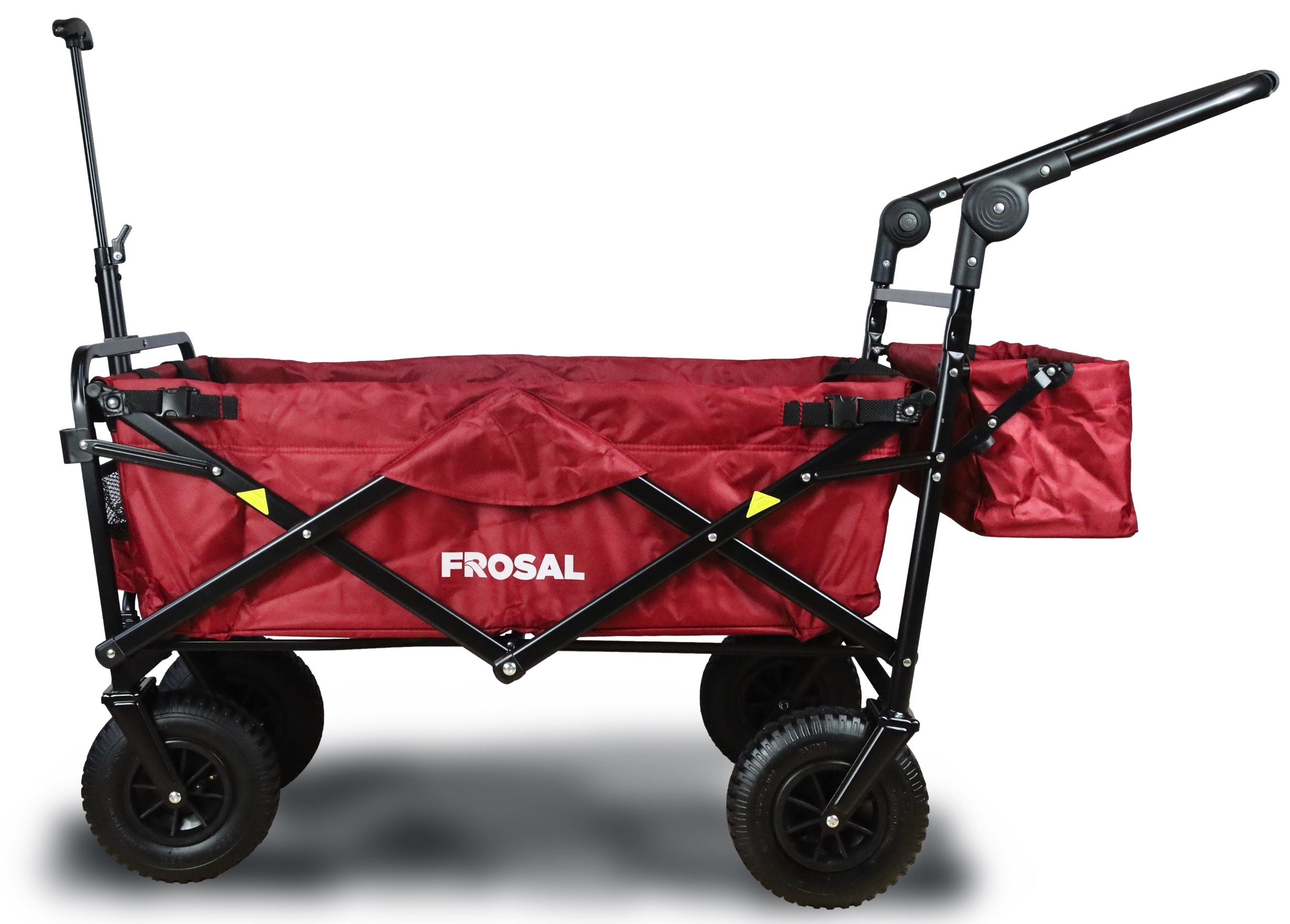 FROSAL Bollerwagen Nick PRO rot faltbar mit Schiebegriff Dach & Bremse